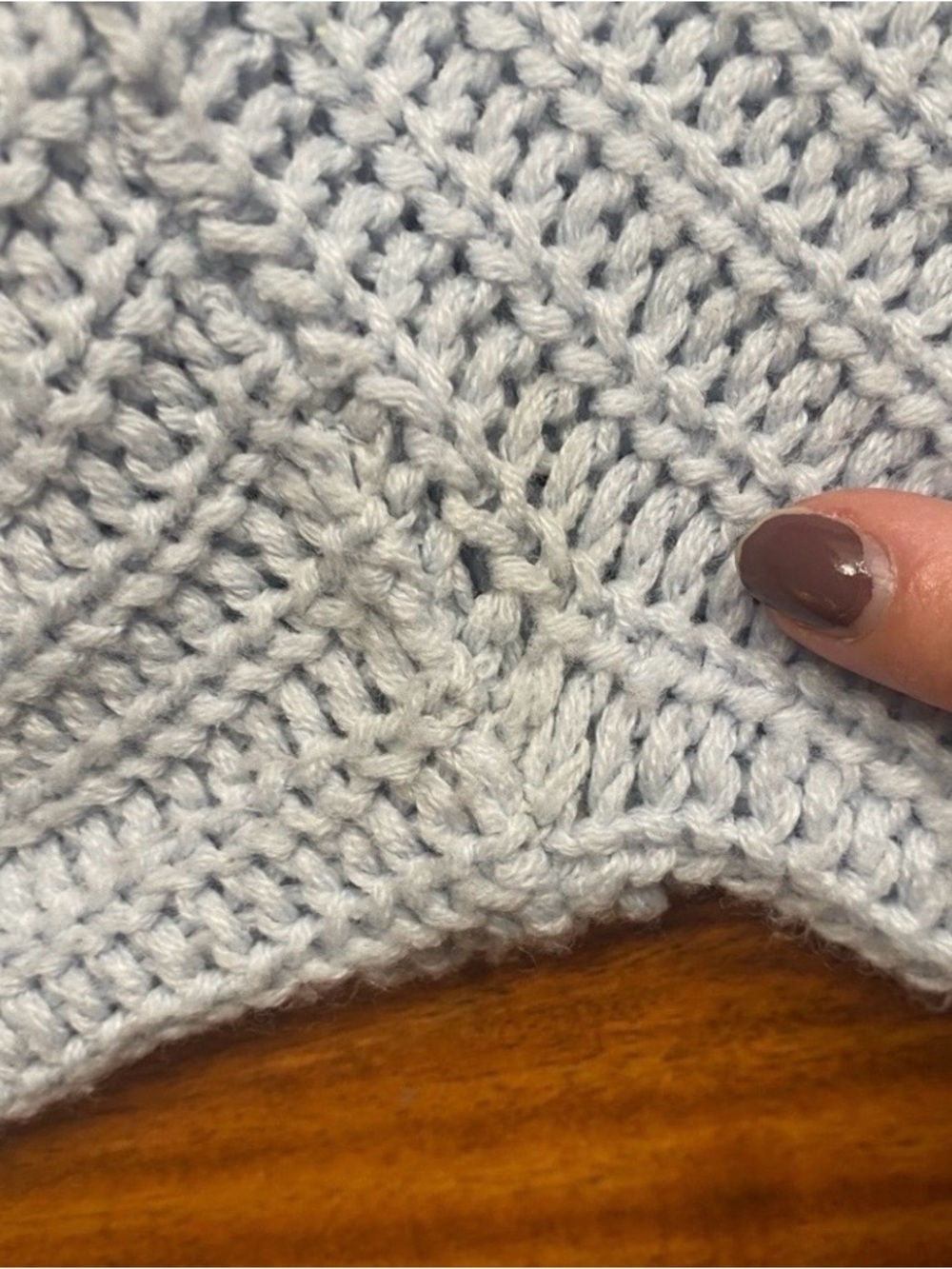 Love Change Italy Women's Baby Blue Chunky Knit Crop Sweater Size Large Casual - Picture 9 of 16